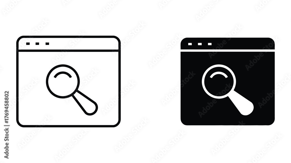 Vector art of Web search icon set thin line and solid style browser ...
