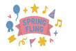© PAPA STOCK - Spring fling celebration banner featuring colorful decorations and fun shapes