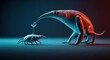 © Veayo - A large, prehistoric creature with a long, curved snout and a small, round body, interacting with a smaller creature with a long, curved snout and a large, round body.