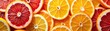 © kramynina - A close up of a bunch of oranges cut in half food background banner