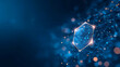 © THIBNH - Medical hexagon shield and protective sphere with a 3D energy dome and force field for safety. Glowing blue bubble and abstract glass barrier with a futuristic cyber aesthetic. Science and  31819380 1