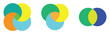 © Line Wave - Modern isolated Venn diagram icons set on white background. Infographics vector flat diagram set on white page.