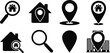 © Mehreen - Black and white real estate icons representing location and searching