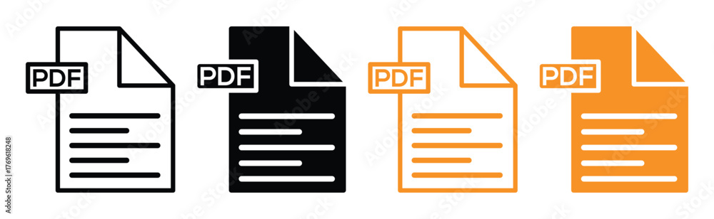 PDF File Icons Collection – Download, Document, and Data Format Vector ...