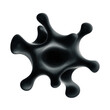 © korawik - Mysterious dark grey organic shape, an amoeba inspired blob of glossy fluid, isolated on transparency background. This abstract liquid form has dynamic, smooth surface