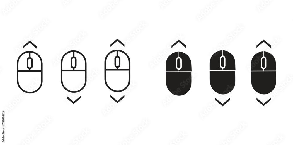 Scrollable Mouse Icon Computer mouse, Cursor scroll up and down icon Set, Modern Navigation ...