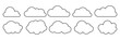 © Svetlana - Thin line cloud silhouette set. Cute minimal clouds illustration set. Minimal contour cloud graphics. Children cartoon clouds clipart