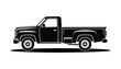 © Fahimaakter - Black silhouette of a classic pickup truck with white outlines on a white background vehicle