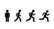 © faidzalikah - Progression of a running man stick figure icon set.