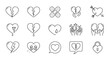 © James - Collection of broken heart related line icons, outline signs for graphic and web design, apps, adverts, various cards, vector cartoon illustration with love symbols and emotions, representing