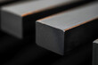 © A2Z AI  - Monochromatic steel bars lie in a row, displaying industrial precision. The subtle light highlights the metal’s texture and sharp edges, enhancing its robust form.