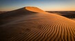 © phwtf - Golden sand dunes sculpted by wind under a clear sky at sunset