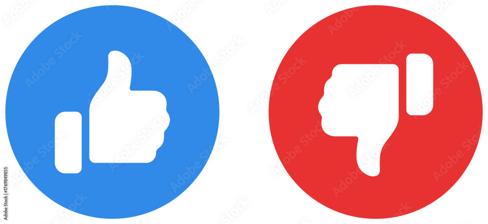 Dislike and like icon button. Thumbs up and thumb down icons in circle ...