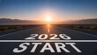 © Henhen - New year 2026 or start straight concept. word 2026 written on the road in the middle of asphalt road at sunset. Concept of planning and challenge, business strategy, opportunity and new life change