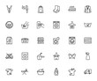 © wang - Laundry and dry cleaning icon set. Minimal vector icns pack. Includes symbols or washing machine, iron, etergent, clothes, deliver and more. Editable stroke