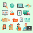 © enggartiasto - Flat Illustration Shopping Element and E-commerce Online Purchase Items Concept Set