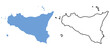 © kasmandesign - Sicily Region of Italy map vector illustration. Map with detailed outlines and blue silhouettes