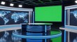 © MD - Modern Virtual News Studio Set with Green Screen virtual set chroma key broadcast television 3D rendering world map modern design