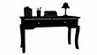 © Hala - Elegant desk with lamp and books, perfect for a study room, providing a vintage and classic look for any home or office interior design concept