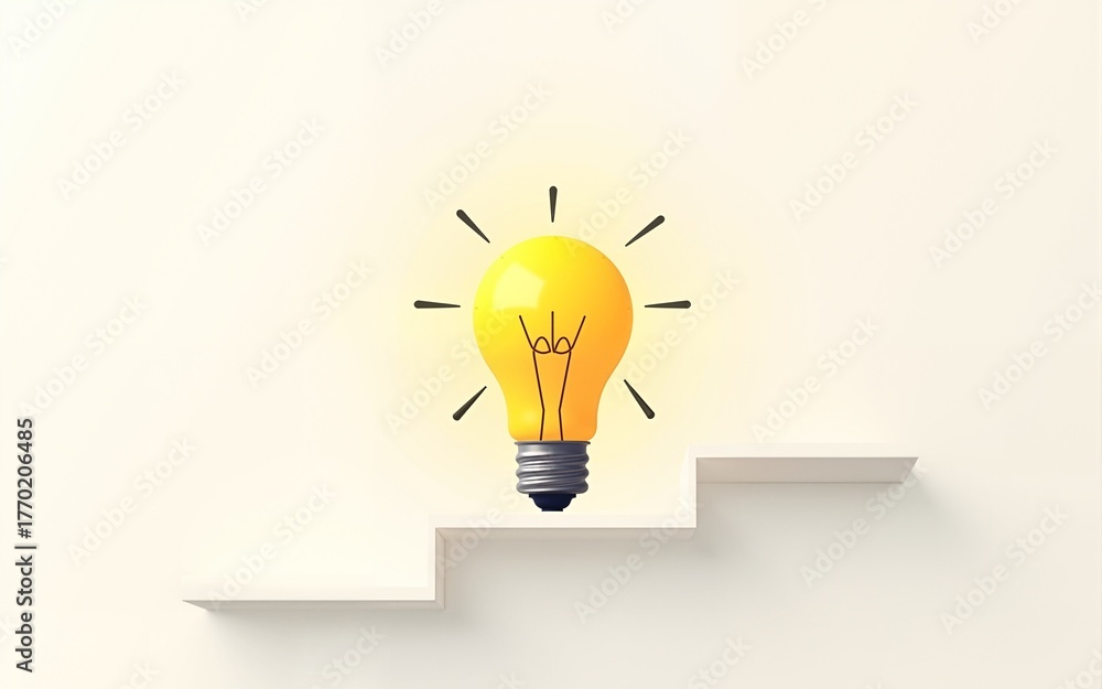 Simple infographic for innovation step process with light bulb as a ...