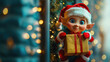 © syhin_stas - Santa's elf with gift box,realistic art photography for advertising,holiday christmas concept,creative composition from stock photos