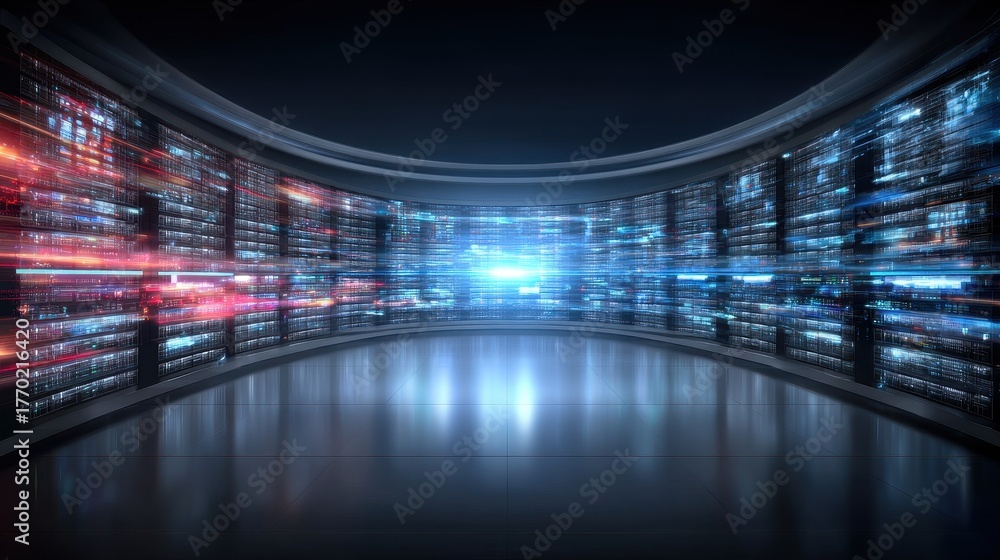 Futuristic museum displaying binary relics, byte artifacts, and ...
