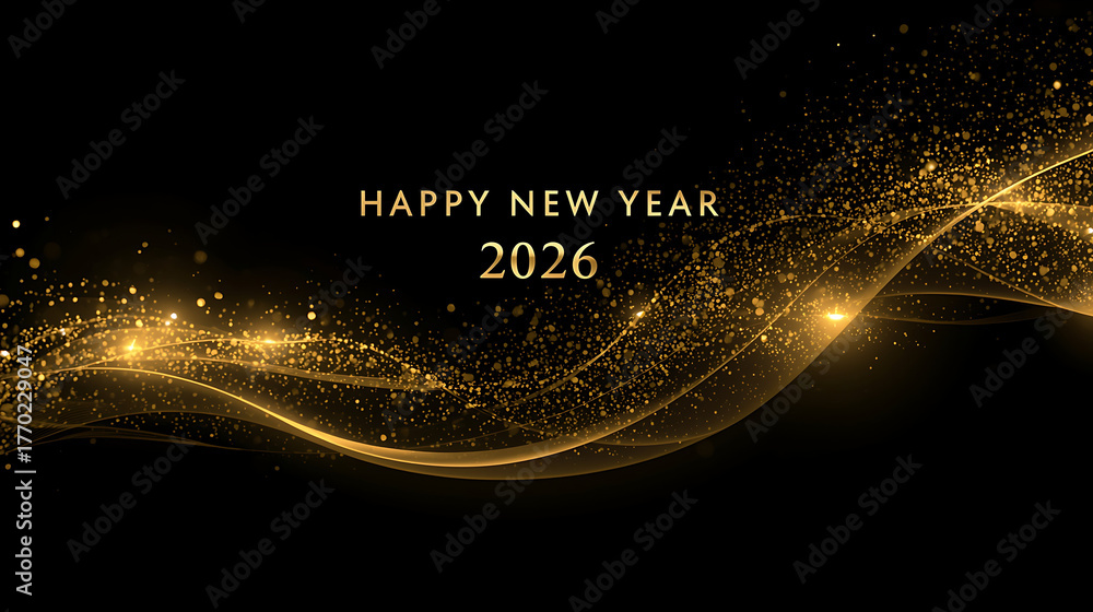 Elegant and modern design for a Happy New Year 2026 greeting card ...