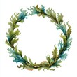 © Vlad - Seaweed Wreath Watercolor Illustration on White Background