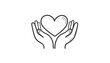 © bayane - Hands cradling a heart symbol, simple outline, monochrome style