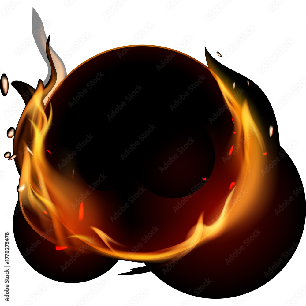 Exploding Orb Fiery Orb Exploding with Intense Orange Flames and Embers on a ...