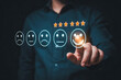 © OMAR - Customer satisfaction survey feedback rating experience five star review online business service quality concept