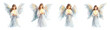 © Narin - Watercolor set of heavenly angels. Christian and Catholic angel in white robe with white wings holding a candle. Angel woman praying with a candle. Symbol of religious heavenly deities.