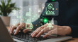 © ROTNA AKTER - Person Using Laptop with Holographic Eco- Friendly Icons