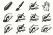 © Zab style - Icon icons traditional pose artistic brush hand charcoal style art drawing vector