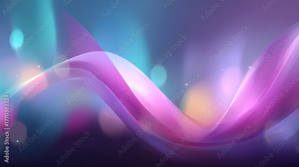 This design features flowing waves in purple and pink hues, blending seamlessly against a contrasting background. Soft lights and gradients create a dynamic and energetic atmosphere.