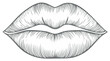© blesk - Engraved lips with detailed lines representing texture and form conveying sensuality and beauty