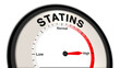 © Herman - Statins at a high level shown on a barometer or tachometer, symbolizing intensive cholesterol management, potential side effects, and the need for ongoing monitoring and medical adjustment