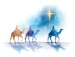 © julimur - Elegant watercolor artwork symbolizing faith and journey of the Three Wise Men at Christmas.