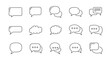 © Lebron - Collection of minimalistic linear icons of speech bubbles, featuring a variety of shapes and styles including rounded rectangles, clouds, and standard chat bubbles with dots, perfect for web design