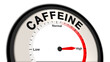 © Herman - Caffeine at high levels on a barometer or tachometer, showing symptoms like jitteriness, increased heart rate, and anxiety, indicating potential overconsumption requiring attention