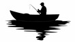 © Ayesha - Lone fisherman casting line from boat silhouette on calm water, serene outdoor hobby moment