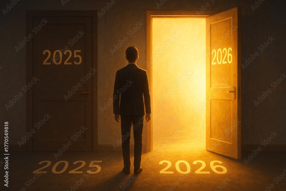 Transition from 2025 to 2026: A Journey Through Symbolic Doors Stock ...