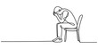 © Icon_gallery - Single line drawing of a person sitting on a chair in despair vector