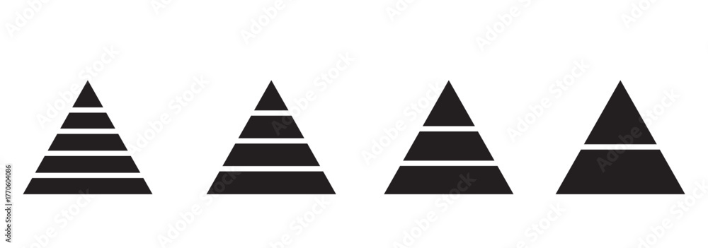 Levels of triangular pyramid icon. Maslow layer diagram. Triangle ...