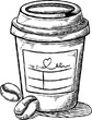 © gozira13 - coffee cup hand drawn illustration. sketch coffee cup illustration. paper coffee cup and coffee beans sketch illustration
