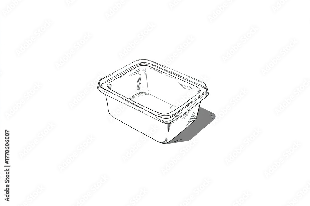 Clear plastic container sits on a surface, showcasing its simple design ...
