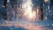 © Tetiana - Captivating Winter Solstice Scene: Snowy Forest Or Park Adorned With Sparkling Snow And Low Sun. Magical Hibernal Solstice Setting.