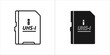 © Mubarak - Two icons of a uhsi sd card, one in outline and one in solid black
