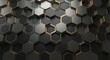 © dawet - Hexagonal arrangement featuring gray black and gold honeycomb pattern with metallic finishes and depth