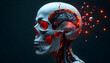 © Sticky Finger - futuristic skull with neural core, showcasing blend of human and robotic elements